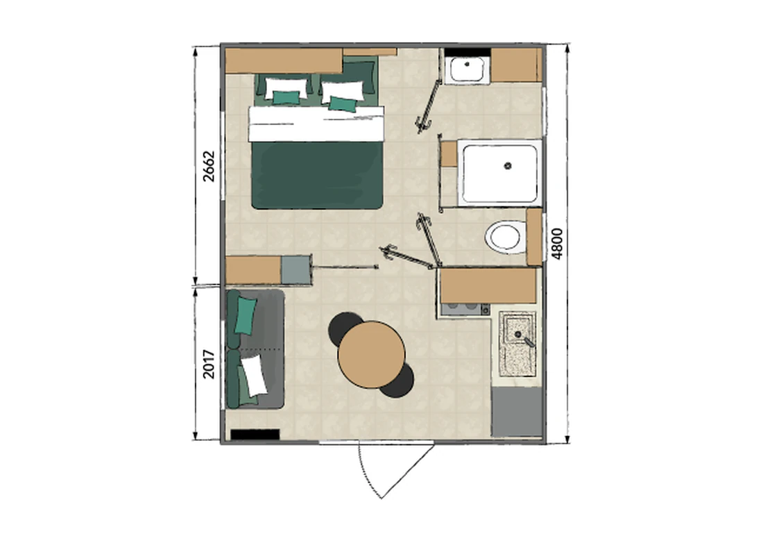 Plan du mobil-home Bora du Camping du Pont