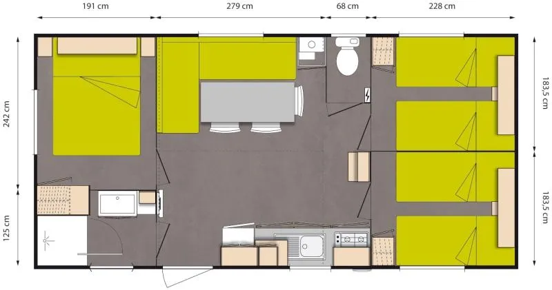 Plan du mobil-home Family du Camping du Pont